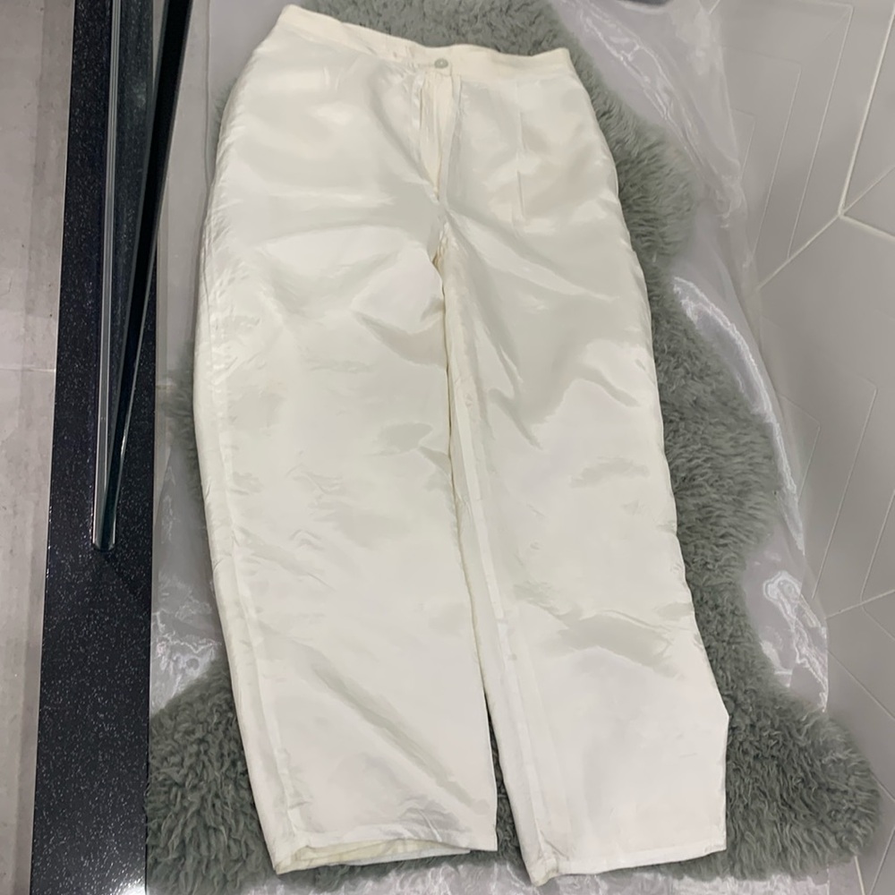 VTG Orna FarhoRARE Made in 🇫🇷 100% Silk Off White 2 Pieces High Rise Pants Set - Picture 10 of 17